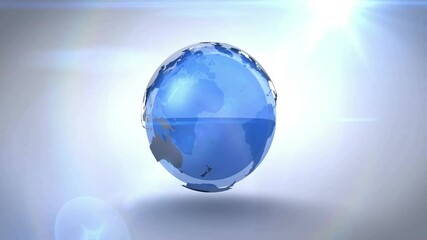 Wall Mural - animation of glowing lights moving over spinning globe