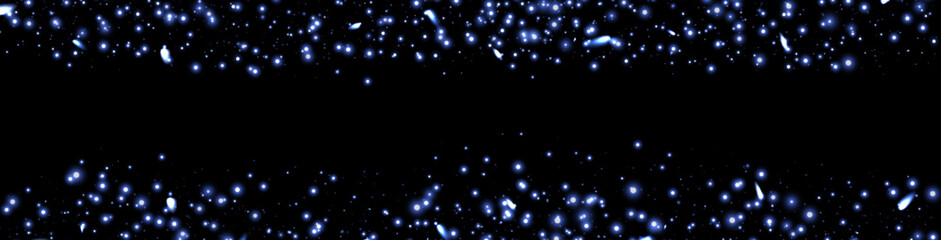 Wall Mural - Blue glittering dots, particles, stars magic sparks. Glow flare light effect. Blue luminous points. Vector particles on black background.