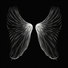 Wall Mural - White wings on black background