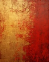 Canvas Print - Abstract red and gold art