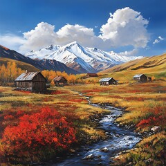 Wall Mural - Beautiful landscape; 3d rendering illustration