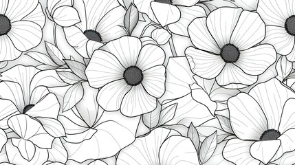 Line art flower pattern wallpaper