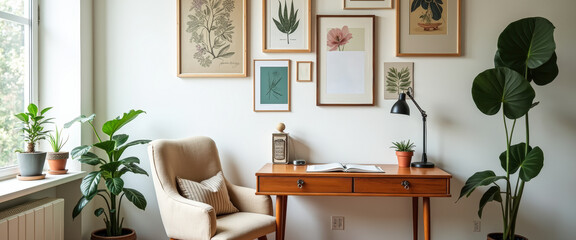 Wall Mural - Cozy Home Office with Plants and Natural Light