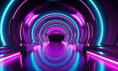Wall Mural - Neon Tunnel of Light