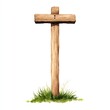 © tarakke - A simple wooden cross stands on lush green grass, symbolizing faith and spirituality in nature.