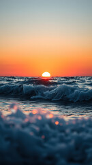 Poster - Sunset over the Ocean with a Wave