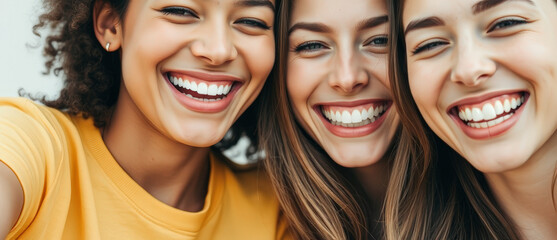 Canvas Print - Close Up of Three Women Smiling and Laughing Together