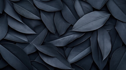 Sticker - Abstract nature composition with a dense arrangement of dark blue leaves. The image creates a textured and layered effect, emphasizing the natural shapes and forms of the leaves.