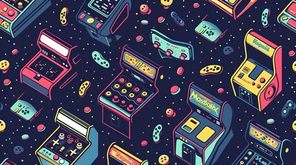 Poster - Retro arcade pattern wallpaper