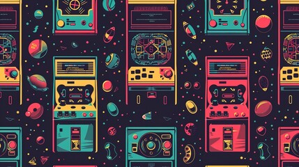 Canvas Print - Retro arcade pattern wallpaper