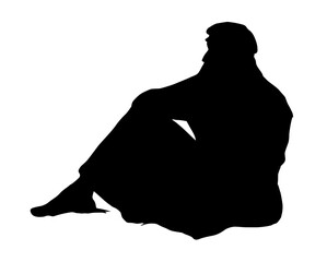 Poster - Vector drawing. Man sitting on the ground