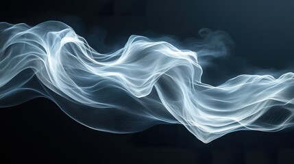 a dynamic representation of wind with flowing lines or abstract shapes suggesting movement and breeze isolated on a dark background