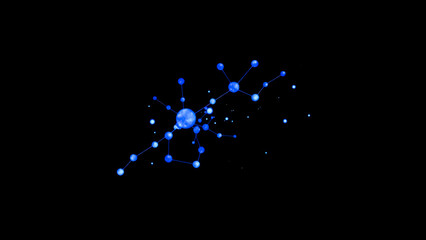 Wall Mural - abstract blue network of spheres on black background