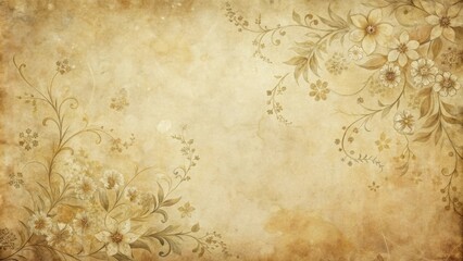 Vintage parchment texture with faded ink stains and delicate floral patterns , vintage, background, old, parchment, texture