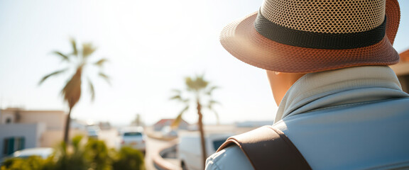 Wall Mural - Man in a Straw Hat Looking Out at the Horizon