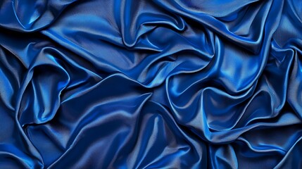 Abstract blue fabric drapes softly, creating a textured and elegant background.