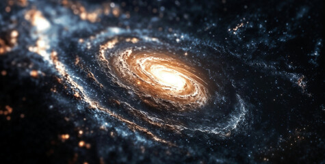 Wall Mural - Spiral galaxy is showing its arms, full of stars and dust. High quality photo