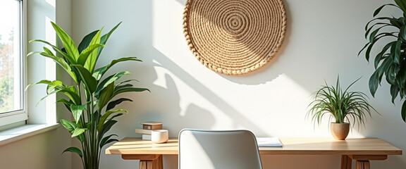 Sticker - Minimalist Home Office with Plants and Natural Decor