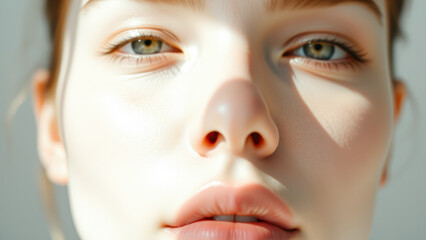 Wall Mural - Close Up of a Woman's Face with Sunlit Skin