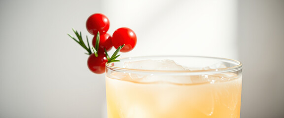 Wall Mural - Glass of Orange Juice with Red Berries