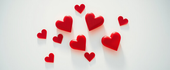 Poster - Red Hearts on White Background