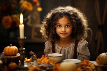 Thanksgiving autumn family feast holiday conceptual image Generative AI