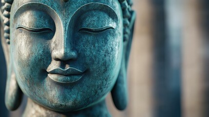 Poster - A close up of a statue with closed eyes and an open mouth, AI