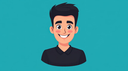 Poster - A cheerful D avatar of a man with a flat design style, set against a clean and simple background.