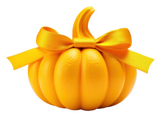 Sticker - PNG Yellow pumpkin vegetable ribbon plant.