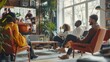 © Tatyana - Friends Enjoying Time Together in a Cozy Living Room with Natural Light