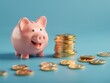 © Luisa - Banking and financial education concept depicted by a piggy bank filled with gold coins.
