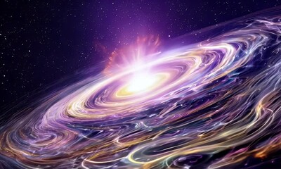 Wall Mural - Expansive explosion of light and particles, representing the birth of the Universe in a dark, starless background