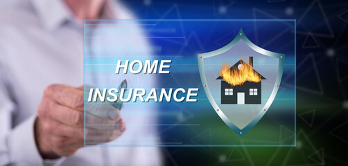 Man touching a home insurance concept