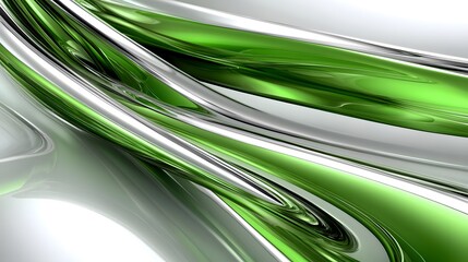 Abstract Green and Silver Shiny Swirls