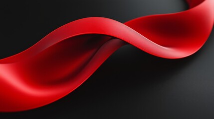 Wall Mural - Red curved wave on a black background.