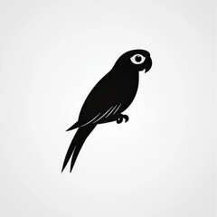 Sticker - Simple black silhouette of a parrot with a white eye.