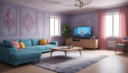 Photo interior modern design room 3d illustration;