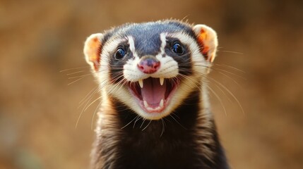 Canvas Print - A Close-Up Portrait of a Smiling Ferret