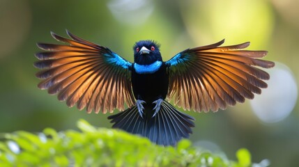 Canvas Print - A Bird of Paradise with Spread Wings