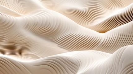 Wall Mural - Abstract wavy shapes in beige and white colors.