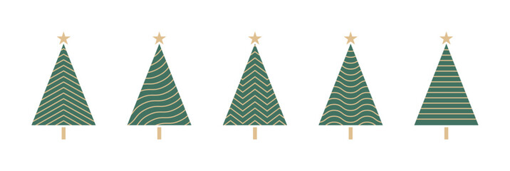 Wall Mural - christmas tree illustrations. set of abstract christmas trees with geometric patterns decoration. ch