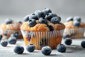 Blueberry muffin with fresh berries