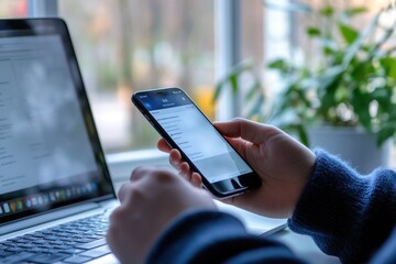 Canvas Print - Close Up Of Person Using A Smartphone