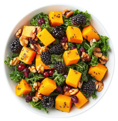 Poster - PNG Harvest Blackberry and Butternut Squash Massaged Kale Salad blackberry blueberry produce.