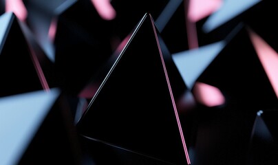 Leinwandbilder - Intriguing low polygonal object with sharp lines on an abstract 3D surface. Contemporary background with futuristic polygonal shape.