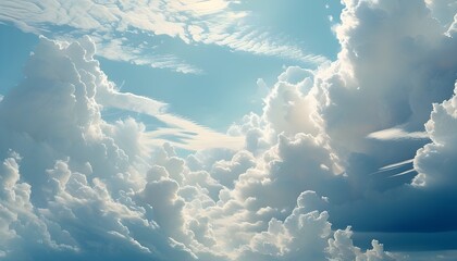 Serene ethereal cloudscape with soft blue and white hues, evoking tranquility and the beauty of the sky in a peaceful natural atmosphere