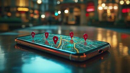 Aufkleber - The device includes a map, 3D Map pins, GPS, navigator pin checking points, 3D World Map icon, technology and application for mobile and tablet devices, delivery tracking, transportation, and
