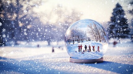 Poster - Snow globe decorated with Christmas decorations created using Stock technology