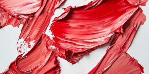 Leinwandbilder - Brush strokes of dark red ink, isolated on transparent background.