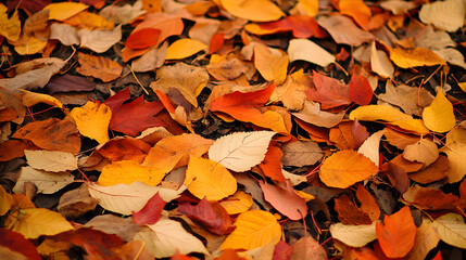 Vibrant Background of Scattered Autumn Leaves